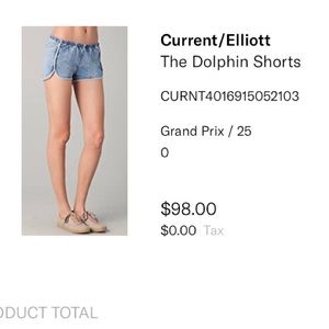 Current/Elliott Dolphin Hem Denim Shorts